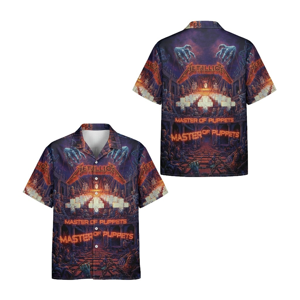 Metallica Master Of Puppets Design Hawaiian Shirt Purple - Fadebrick.com
