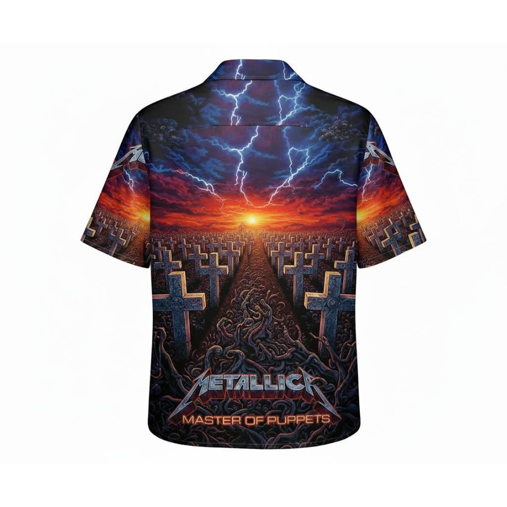 Metallica Master Of Puppets Graphic Print Hawaiian Shirt Back - Fadebrick.com