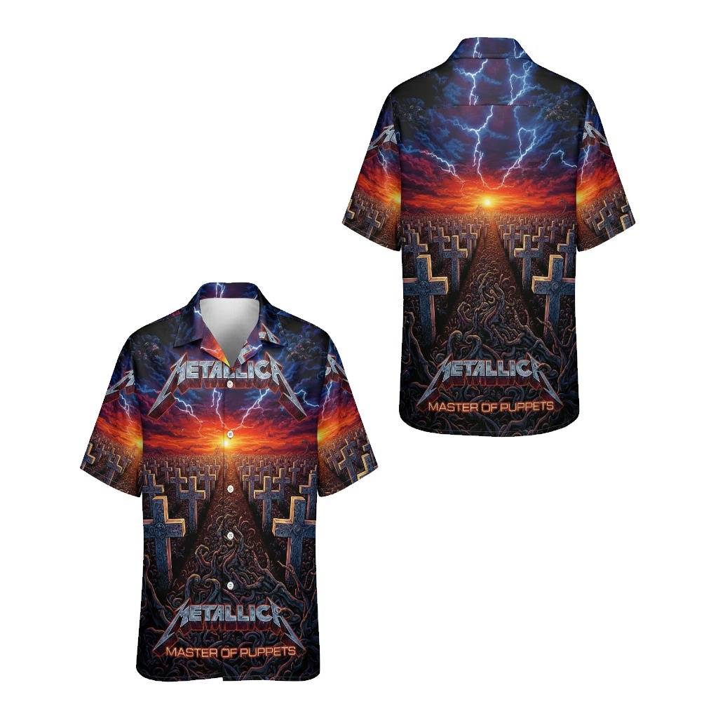 Metallica Master Of Puppets Graphic Print Hawaiian Shirt Front Back - Fadebrick.com
