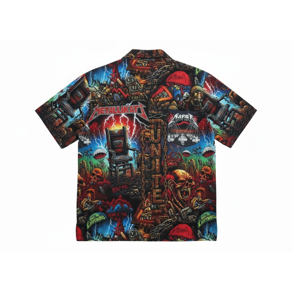 Metallica Master Of Puppets Hawaiian Shirt Black Red Blue Back - Fadebrick.com