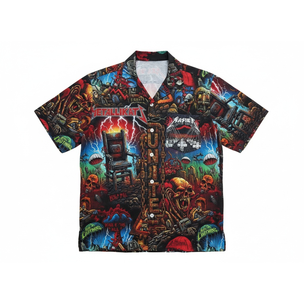 Metallica Master Of Puppets Hawaiian Shirt Black Red Blue Front - Fadebrick.com