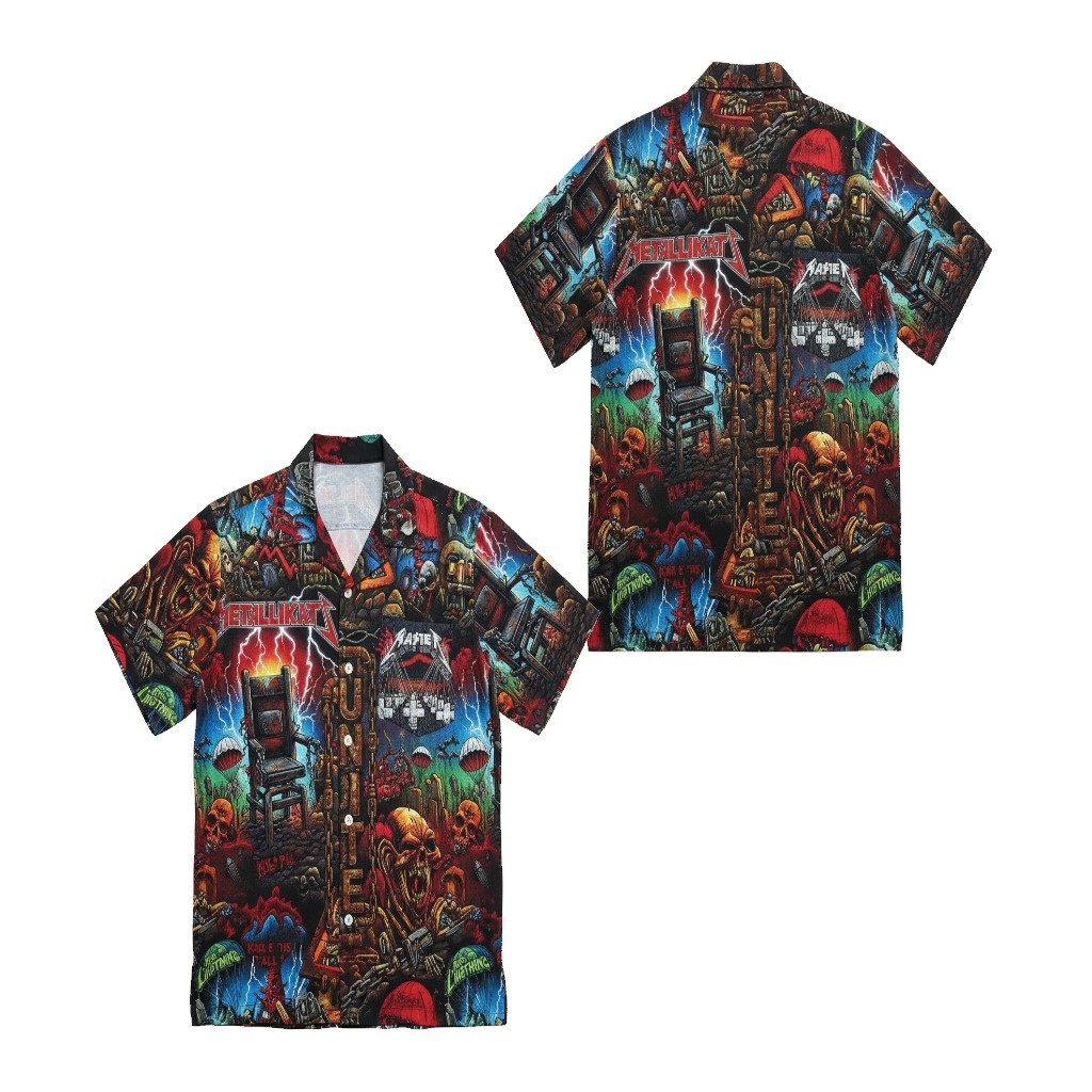 Metallica Master Of Puppets Hawaiian Shirt Black Red Blue - Fadebrick.com