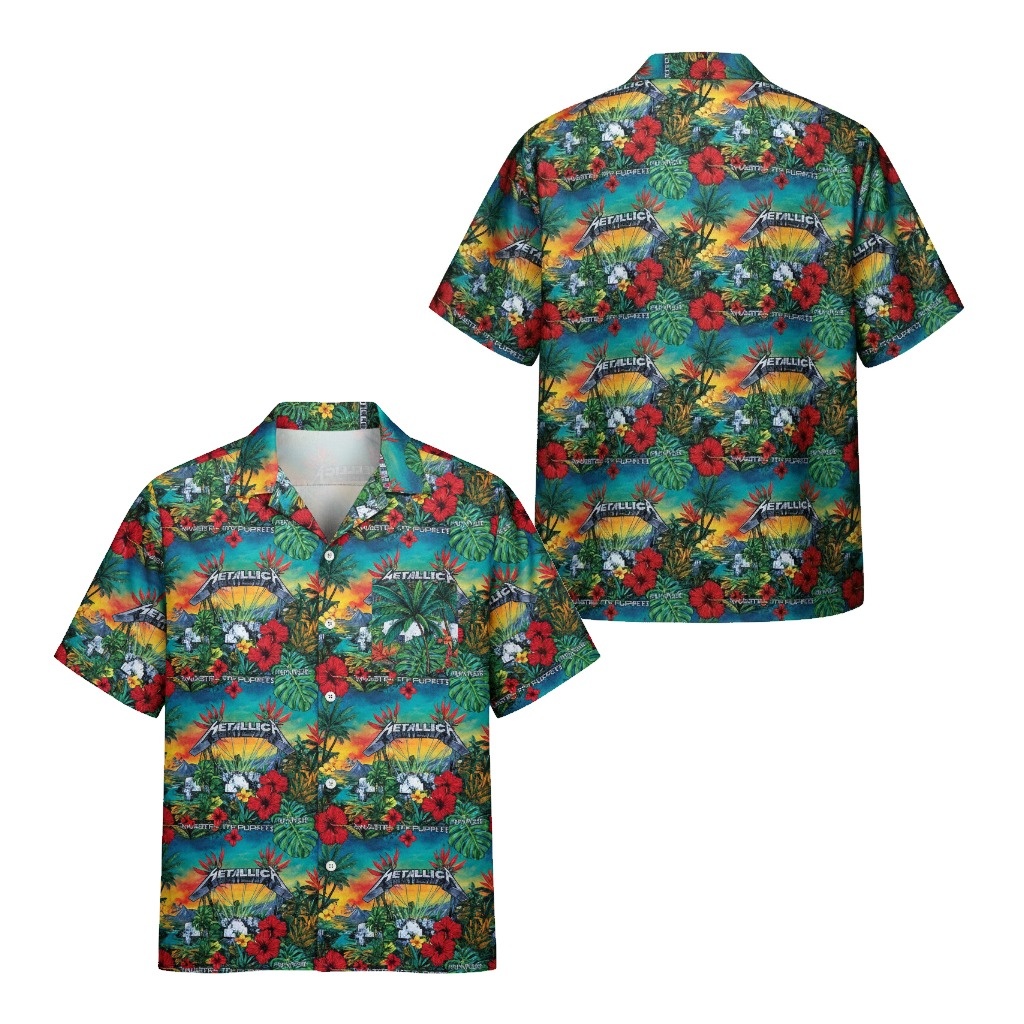 Metallica Master Of Puppets Hawaiian Shirt Vibrant Tropical Front Back - Fadebrick.com