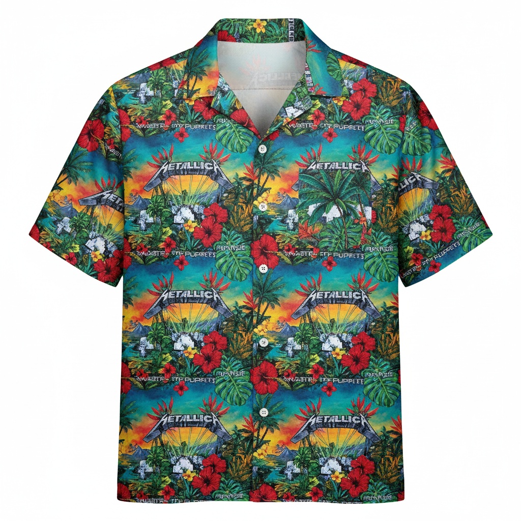 Metallica Master Of Puppets Hawaiian Shirt Vibrant Tropical Front - Fadebrick.com