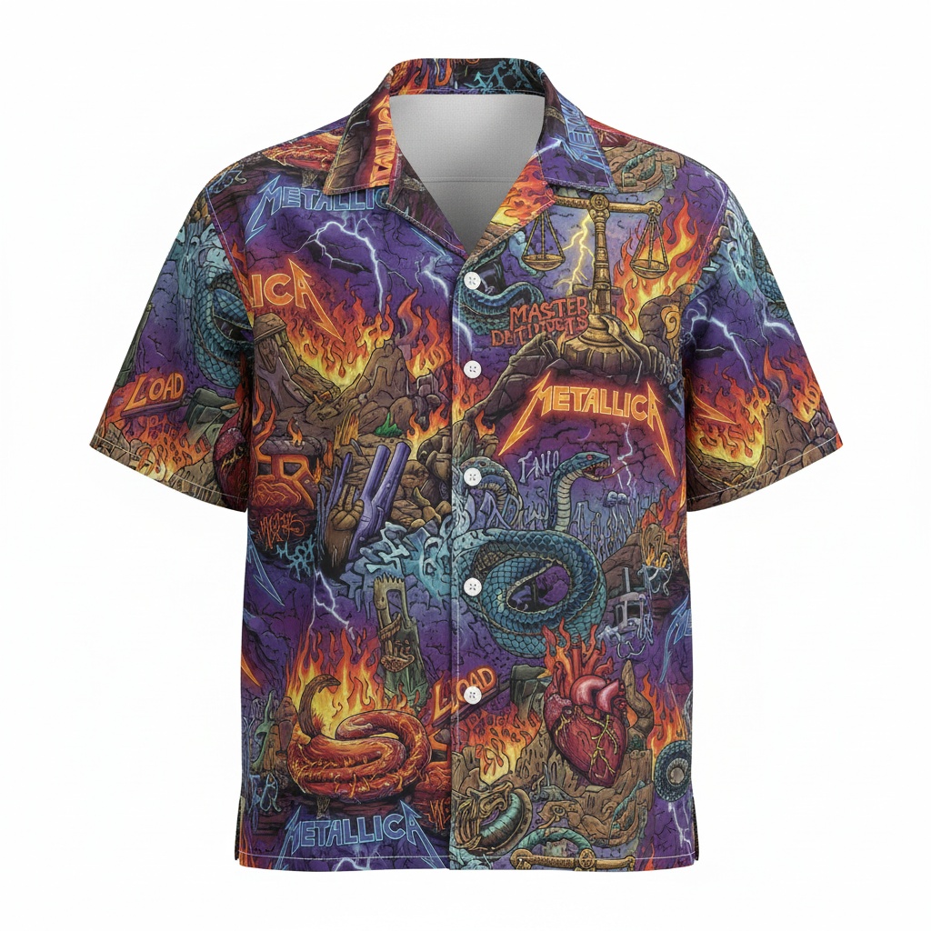 Metallica Master Of Puppets Load Design Hawaiian Shirt Front - Fadebrick.com