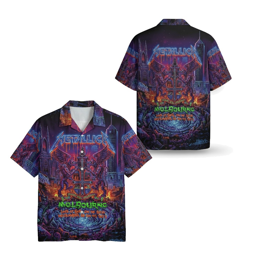 Metallica Melbourne Concert Graphic Hawaiian Shirt Front Back - Fadebrick.com