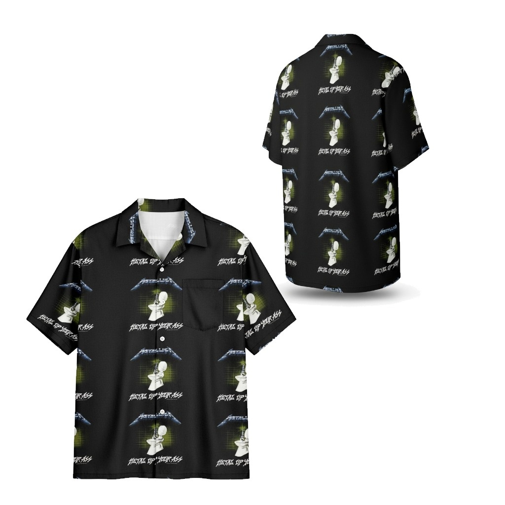 Metallica Metal Up Your Ass Black Graphic Button Up Shirt - Fadebrick.com