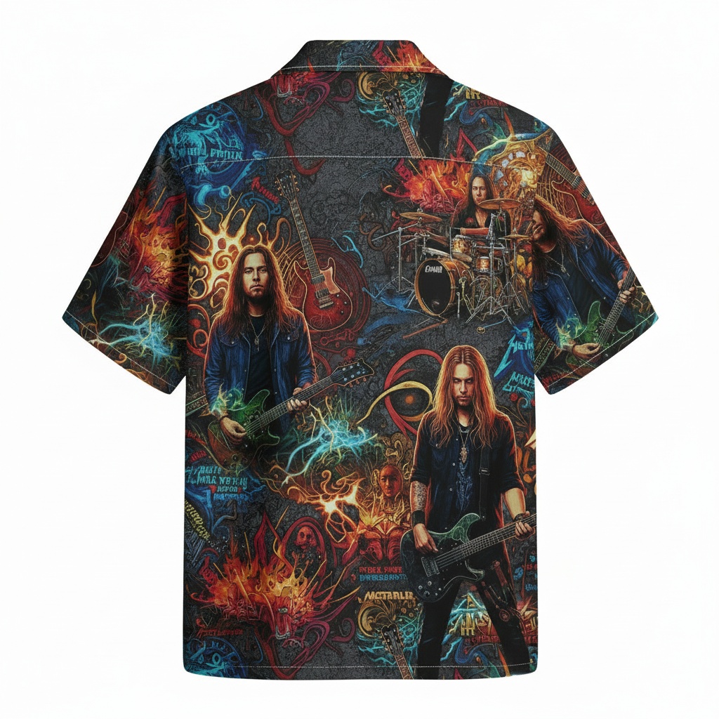 Metallica Rock Band Graphic Print Hawaiian Shirt Back - Fadebrick.com