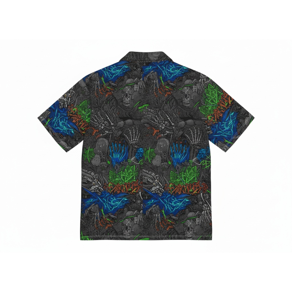 Metallica Skull Graphic Hawaiian Shirt Dark Tone Back - Fadebrick.com