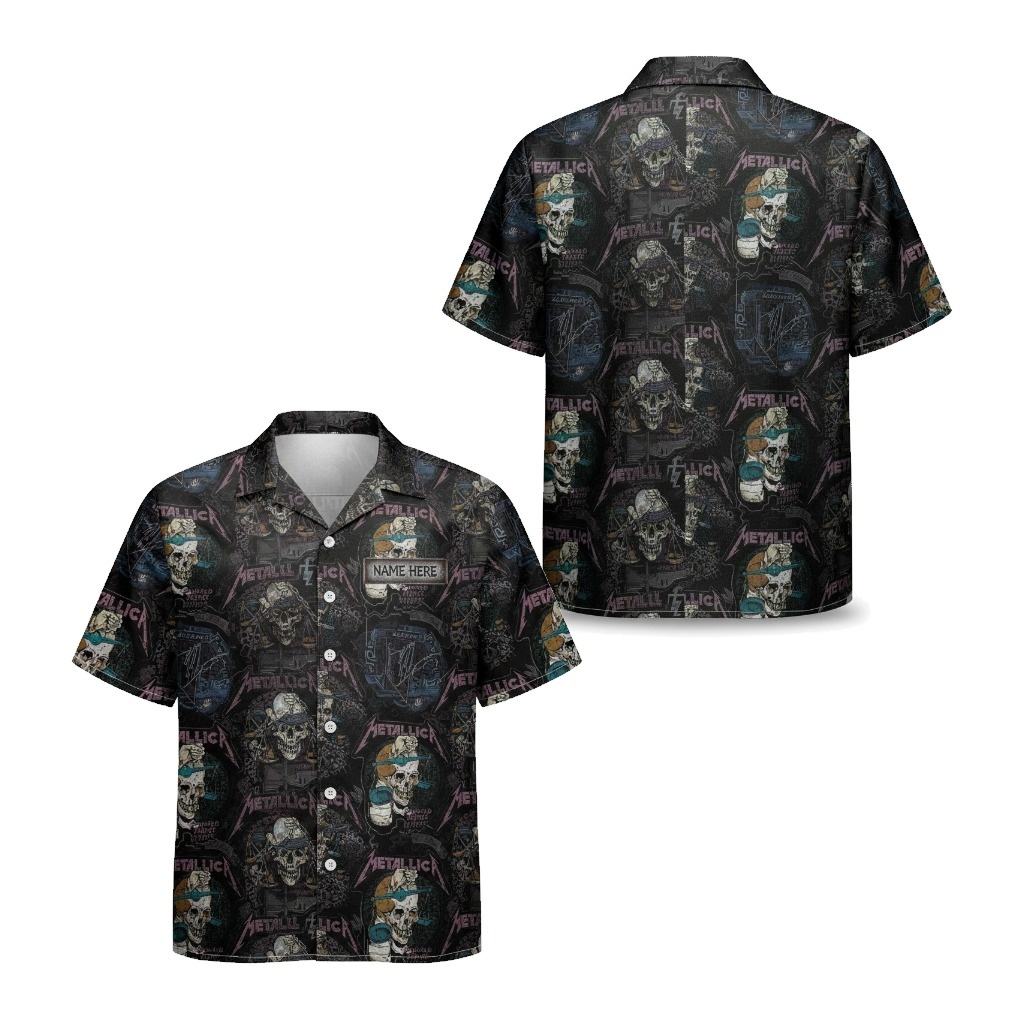 Metallica Skull Hawaiian Shirt Black Design - Fadebrick.com