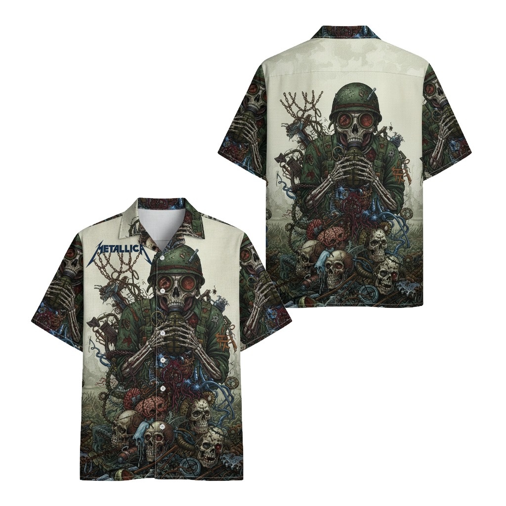 Metallica Skull Soldier Hawaiian Shirt - Fadebrick.com