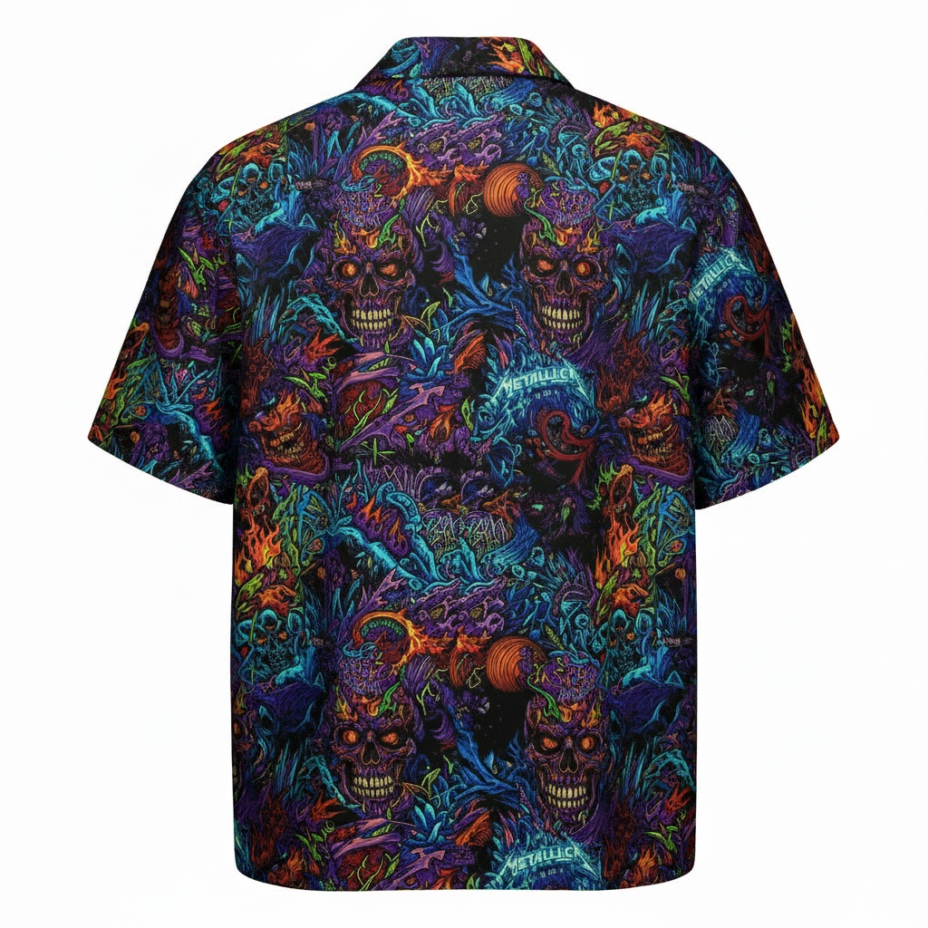 Metallica Skulls Hawaiian Shirt Vibrant Multi Color Back - Fadebrick.com