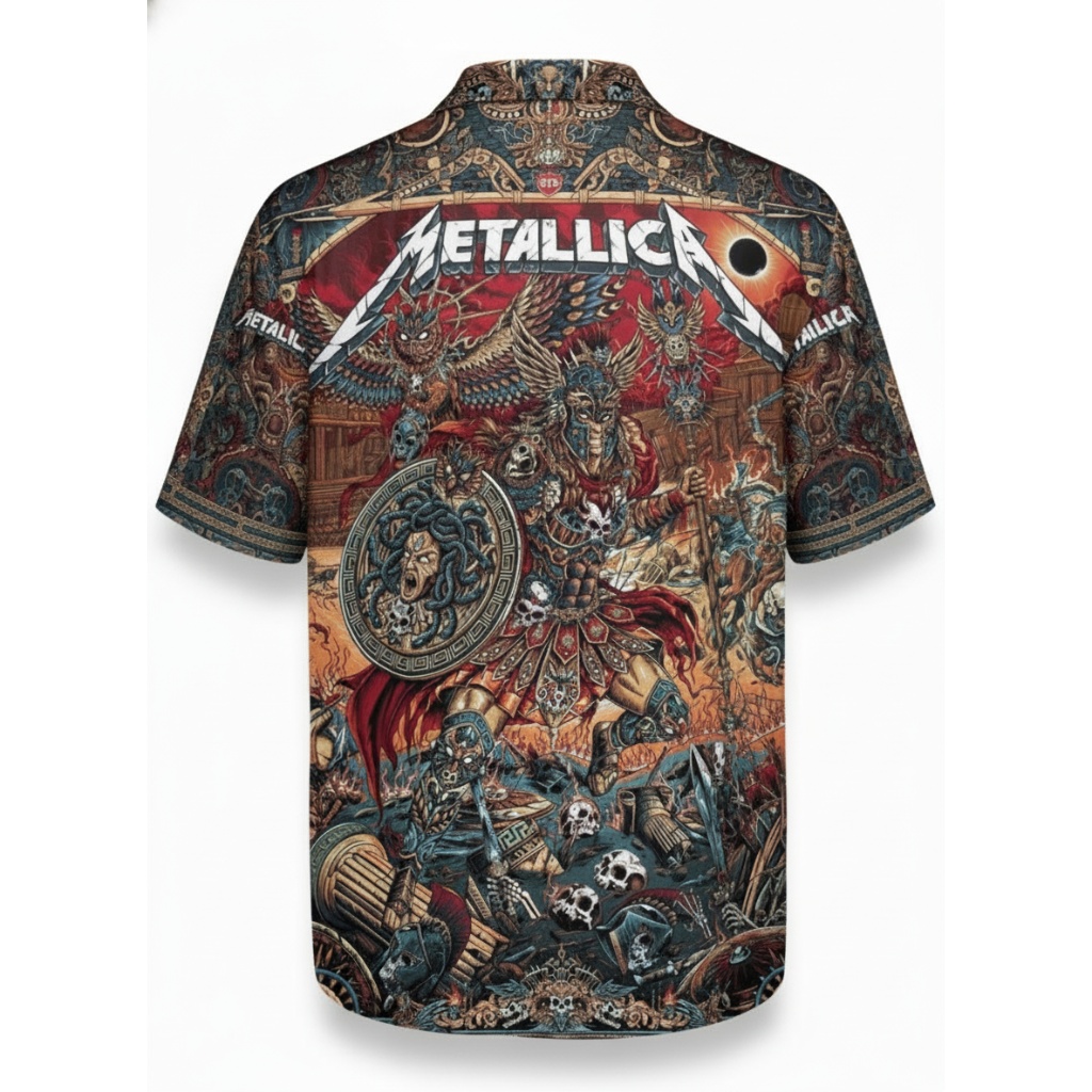 Metallica Warrior Battle Hawaiian Shirt Back - Fadebrick.com