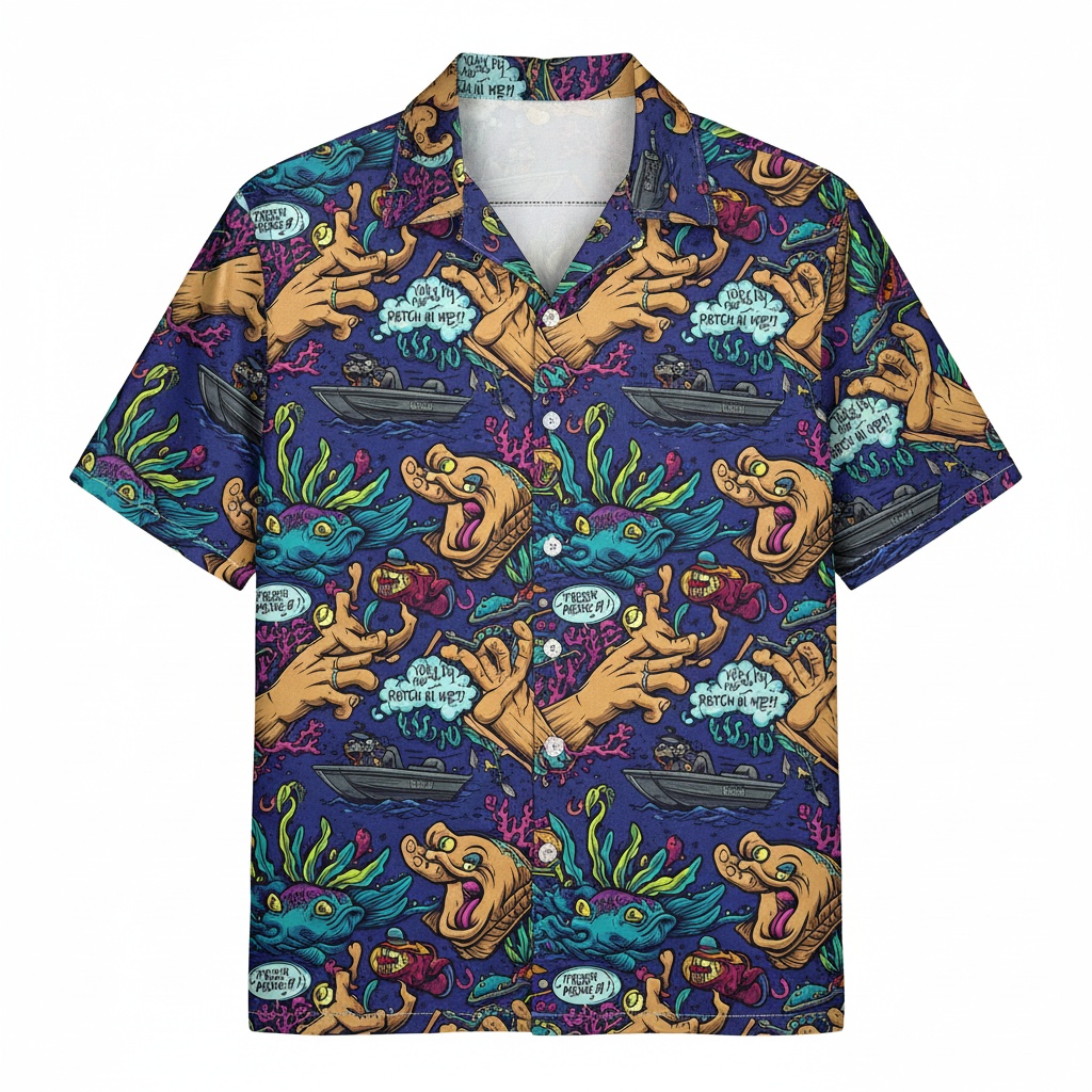 Purple Monsters And Hands Hawaiian Shirt Fun Print Front - Fadebrick.com