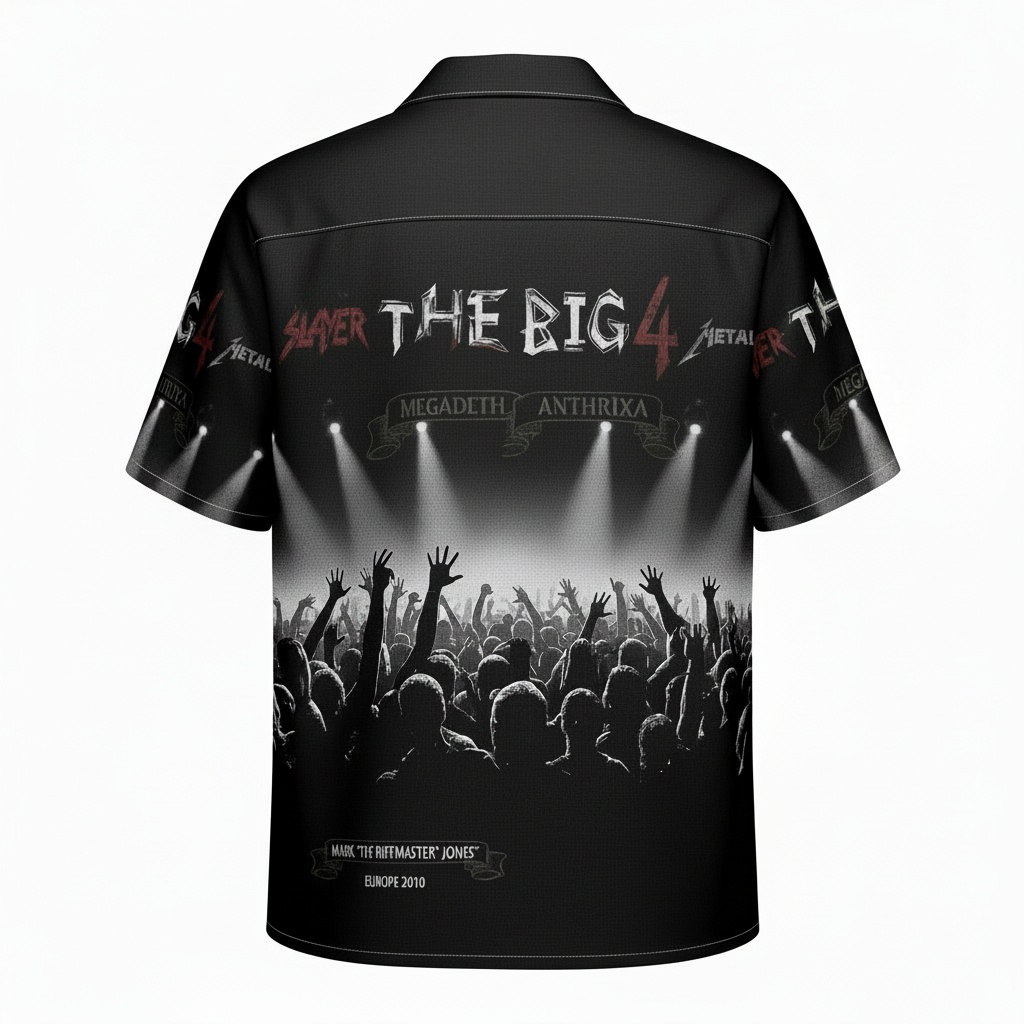 The Big 4 Metal Concert Hawaiian Shirt Black European Tour Back - Fadebrick.com