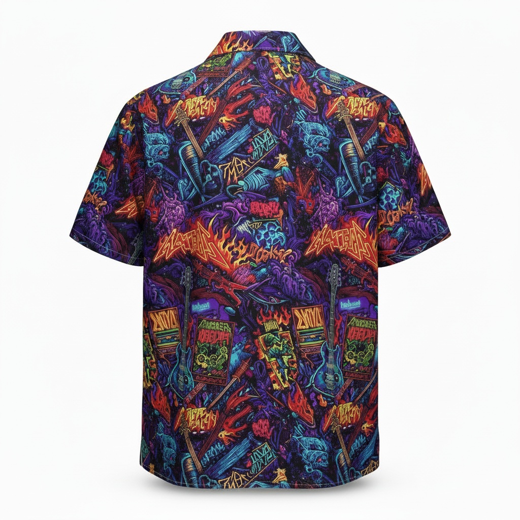 Vibrant Multi Color Heavy Metal Hawaiian Shirt Rock Graphic Back - Fadebrick.com