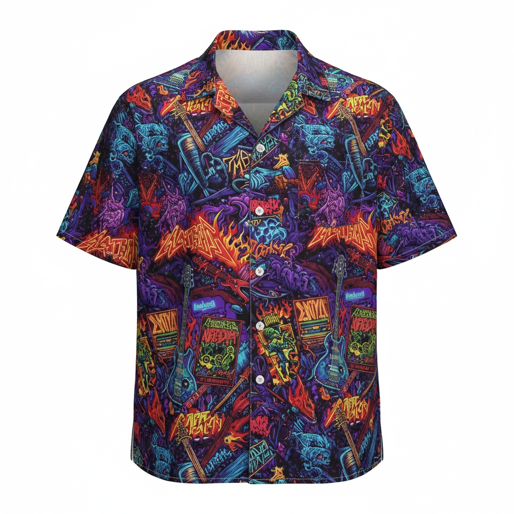 Vibrant Multi Color Heavy Metal Hawaiian Shirt Rock Graphic Front - Fadebrick.com