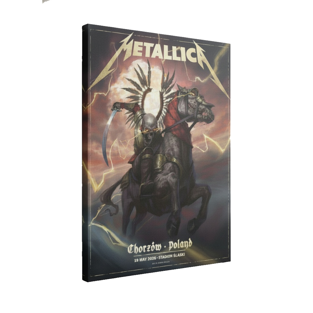 Metallica Chorzow Poland 2026 Concert Stadion Slaski Poster Gold Lightning May 19 2026 1 - Fadebrick.com